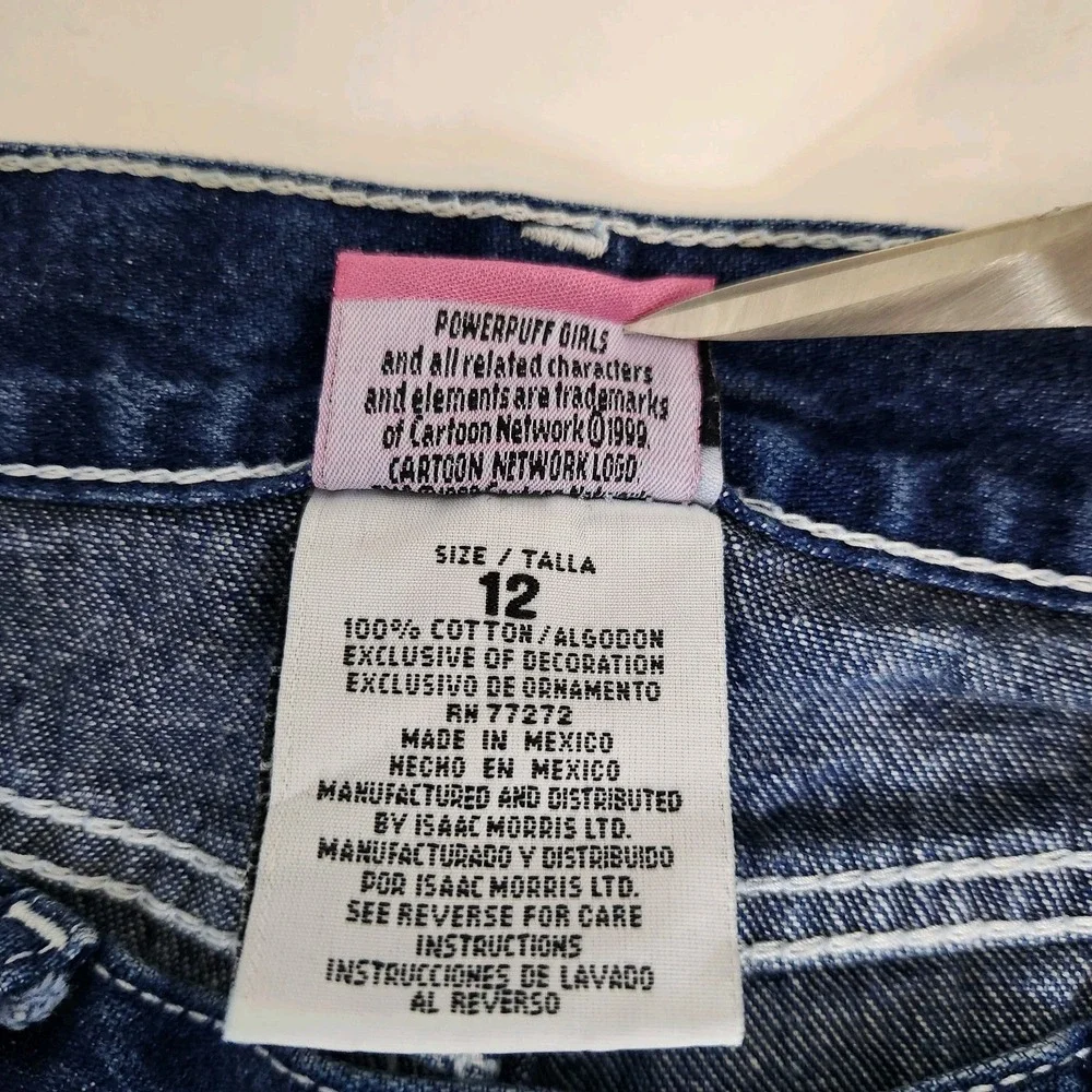 Rare Y2K‎ Powerpuff Girls Denim Capri Jeans Embroidered Cartoon Network Size 12